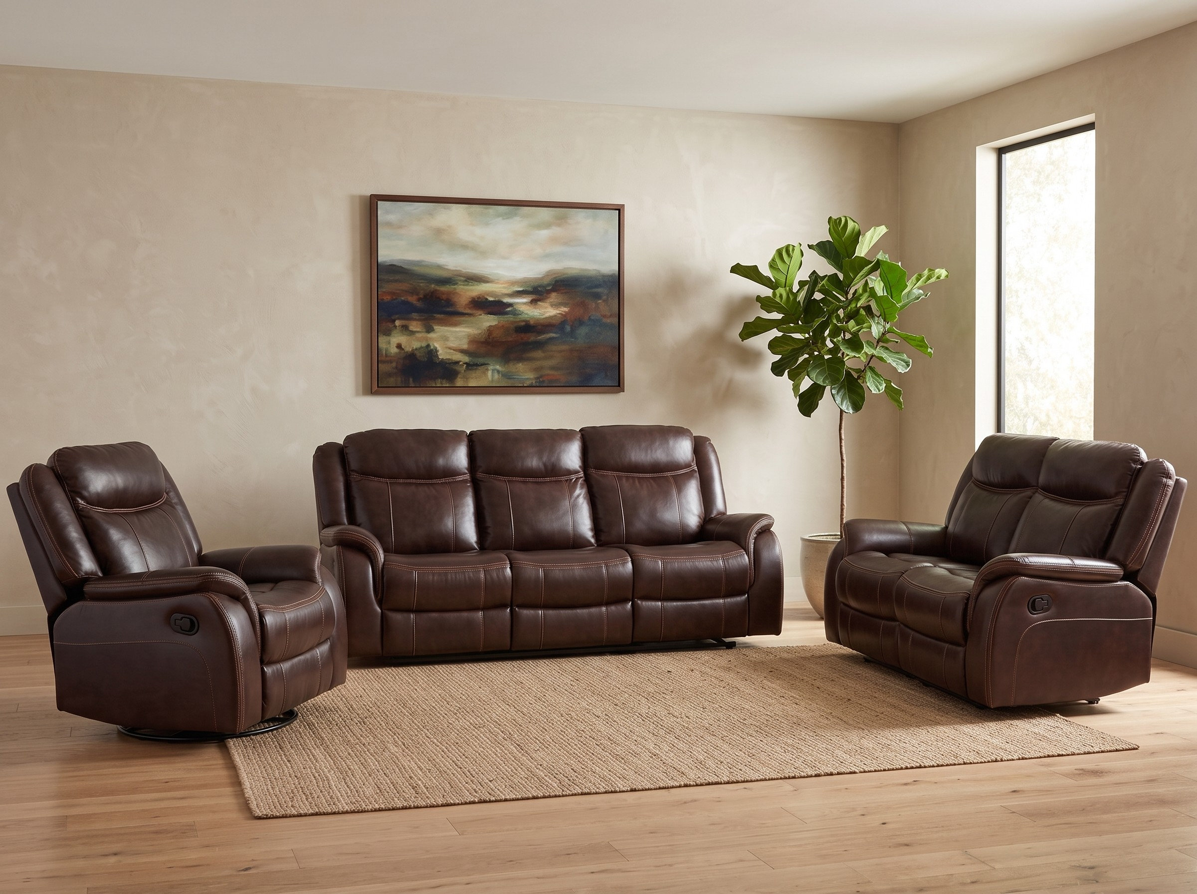 Latitude Run® 3 Piece Faux Leather Reclining Living Room Set | Wayfair